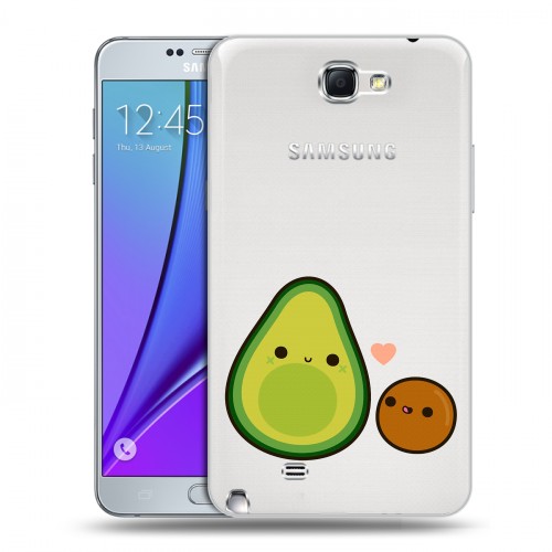 Полупрозрачный дизайнерский пластиковый чехол для Samsung Galaxy Note 2 Авокадо