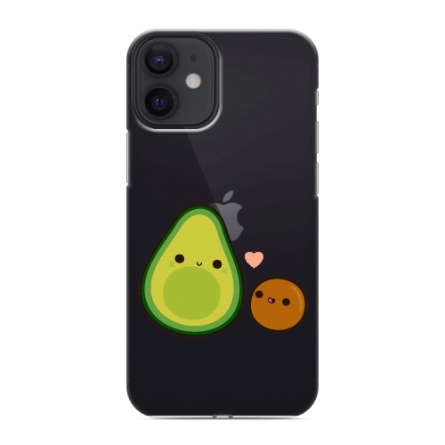 Полупрозрачный дизайнерский силиконовый с усиленными углами чехол для Iphone 12 Mini Авокадо