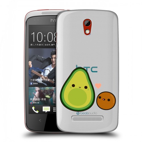 Полупрозрачный дизайнерский пластиковый чехол для HTC Desire 500 Авокадо