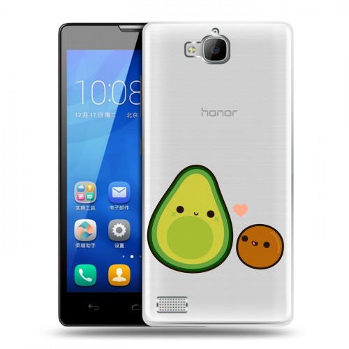Полупрозрачный дизайнерский пластиковый чехол для Huawei Honor 3c Авокадо