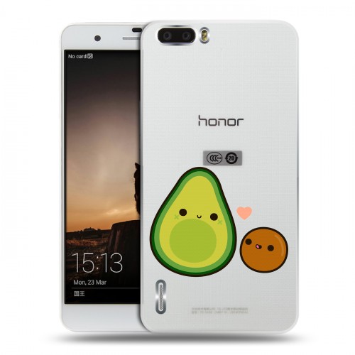 Полупрозрачный дизайнерский силиконовый чехол для Huawei Honor 6 Plus Авокадо