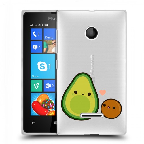 Полупрозрачный дизайнерский пластиковый чехол для Microsoft Lumia 435 Авокадо