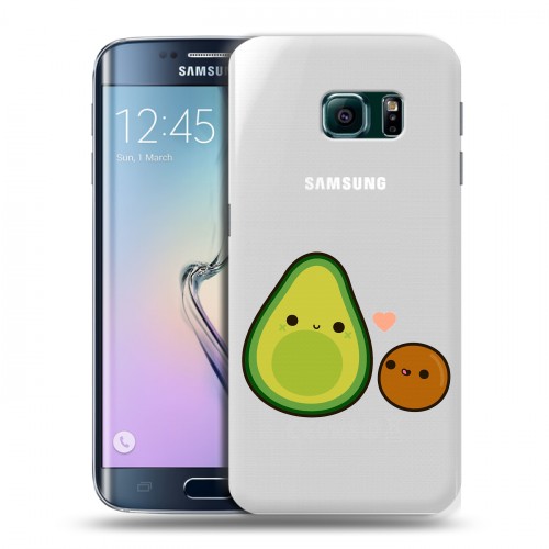 Полупрозрачный дизайнерский пластиковый чехол для Samsung Galaxy S6 Edge Авокадо