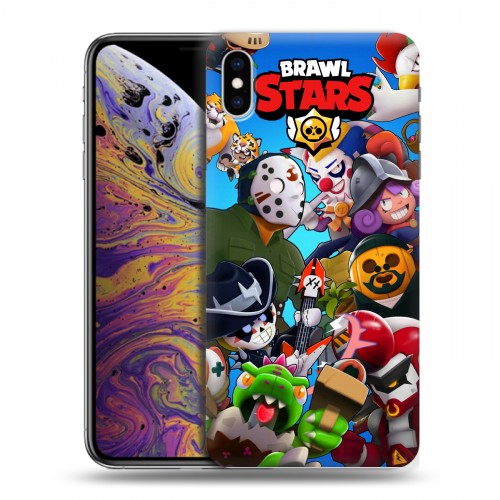 Дизайнерский силиконовый чехол для Iphone Xs Max Brawl Stars