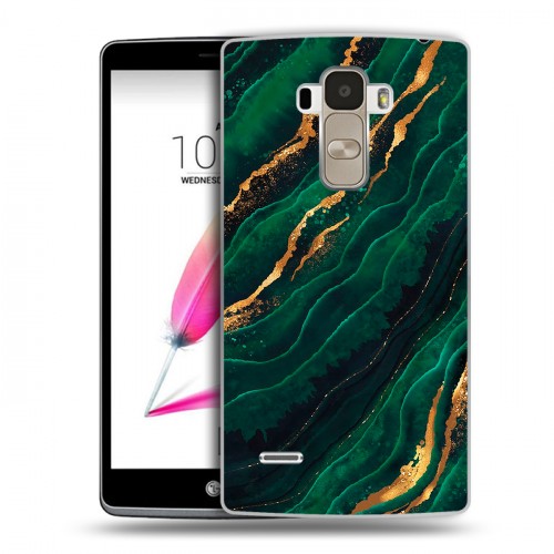 Дизайнерский пластиковый чехол для LG G4 Stylus Мрамор зеленое золото