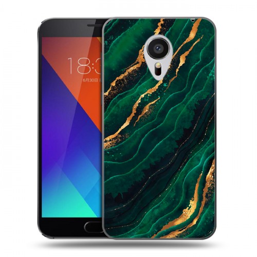 Дизайнерский пластиковый чехол для Meizu MX5 Мрамор зеленое золото