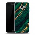 Дизайнерский пластиковый чехол для Samsung Galaxy C5 Мрамор зеленое золото