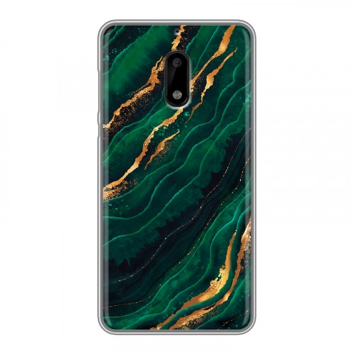 Дизайнерский пластиковый чехол для Nokia 6 Мрамор зеленое золото