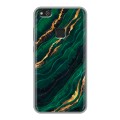 Дизайнерский силиконовый чехол для Huawei P10 Lite Мрамор зеленое золото