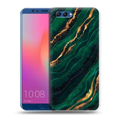 Дизайнерский пластиковый чехол для Huawei Honor View 10 Мрамор зеленое золото