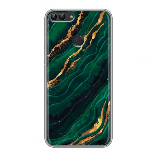 Дизайнерский силиконовый чехол для Huawei P Smart Мрамор зеленое золото