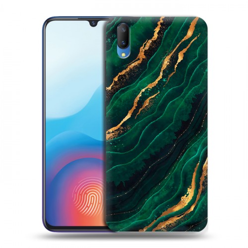 Дизайнерский пластиковый чехол для Vivo V11 Мрамор зеленое золото