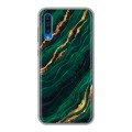 Дизайнерский силиконовый чехол для Samsung Galaxy A50 Мрамор зеленое золото