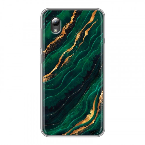 Дизайнерский силиконовый чехол для ZTE Blade A3 (2019) Мрамор зеленое золото