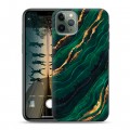 Дизайнерский силиконовый чехол для Iphone 11 Pro Мрамор зеленое золото
