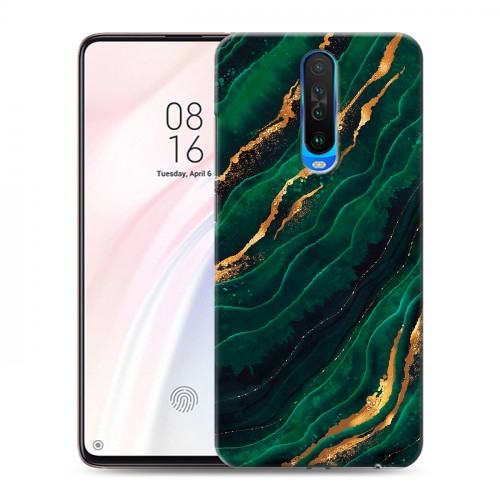 Дизайнерский пластиковый чехол для Xiaomi RedMi K30 Мрамор зеленое золото