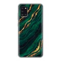 Дизайнерский силиконовый чехол для Samsung Galaxy A31 Мрамор зеленое золото