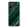 Дизайнерский силиконовый чехол для Tecno Camon 15 Мрамор зеленое золото