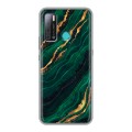 Дизайнерский силиконовый с усиленными углами чехол для Tecno Pouvoir 4 Мрамор зеленое золото