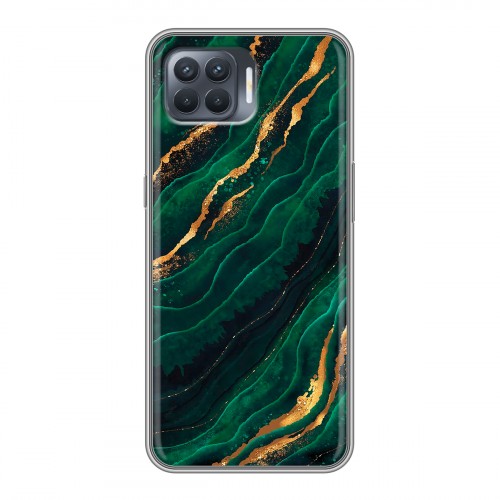 Дизайнерский силиконовый чехол для OPPO Reno4 Lite Мрамор зеленое золото
