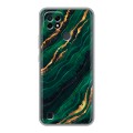 Дизайнерский силиконовый чехол для Realme C21 Мрамор зеленое золото