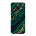 Дизайнерский силиконовый с усиленными углами чехол для Nokia G20 Мрамор зеленое золото