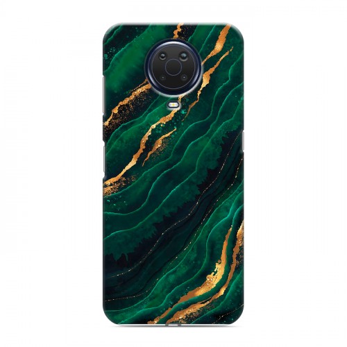 Дизайнерский силиконовый с усиленными углами чехол для Nokia G20 Мрамор зеленое золото
