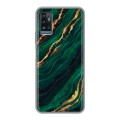 Дизайнерский силиконовый чехол для ZTE Blade A71 Мрамор зеленое золото
