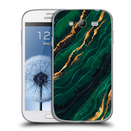 Дизайнерский пластиковый чехол для Samsung Galaxy Grand Мрамор зеленое золото