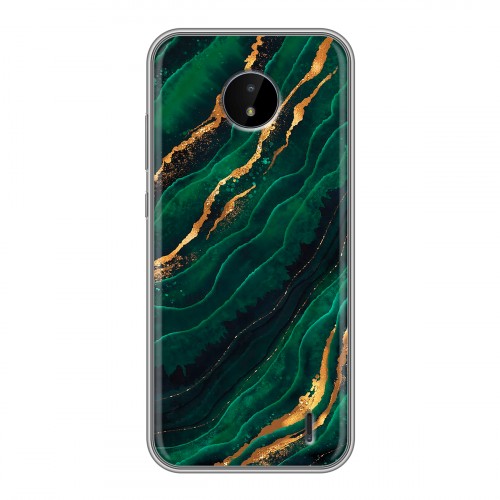 Дизайнерский силиконовый чехол для Nokia C20 Мрамор зеленое золото
