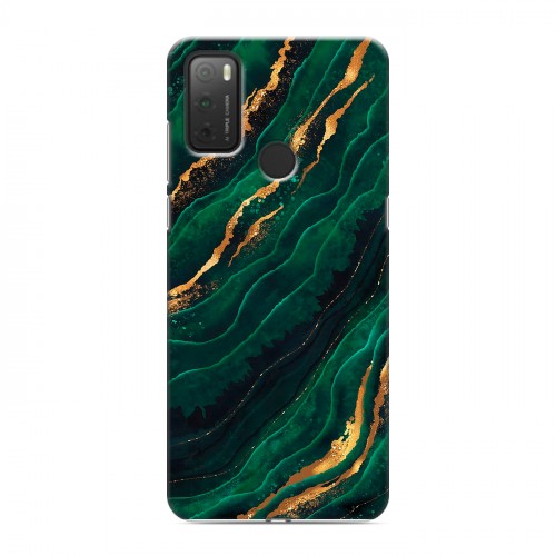Дизайнерский силиконовый чехол для Alcatel 3L (2021) Мрамор зеленое золото