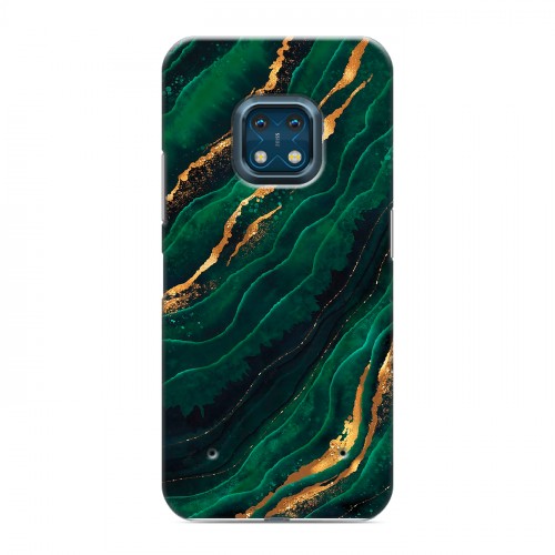 Дизайнерский силиконовый с усиленными углами чехол для Nokia XR20 Мрамор зеленое золото