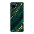 Дизайнерский силиконовый чехол для Realme C21Y Мрамор зеленое золото