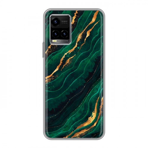 Дизайнерский силиконовый чехол для Vivo Y33s Мрамор зеленое золото