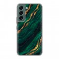 Дизайнерский силиконовый чехол для Samsung Galaxy S22 Мрамор зеленое золото