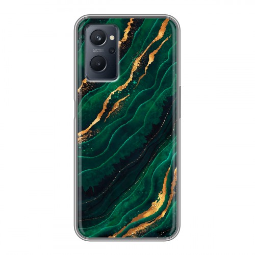 Дизайнерский силиконовый чехол для Realme 9i Мрамор зеленое золото