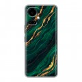 Дизайнерский силиконовый чехол для Tecno Camon 19 Мрамор зеленое золото