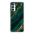 Дизайнерский силиконовый чехол для Tecno Pova 3 Мрамор зеленое золото