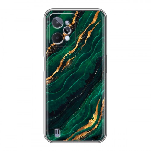 Дизайнерский силиконовый чехол для Realme C31 Мрамор зеленое золото