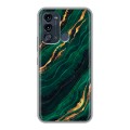 Дизайнерский силиконовый чехол для Itel Vision 3 Мрамор зеленое золото