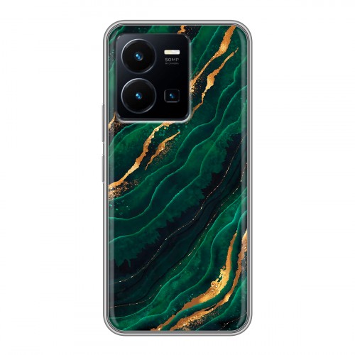 Дизайнерский силиконовый чехол для Vivo Y35 Мрамор зеленое золото