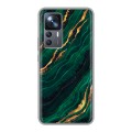 Дизайнерский силиконовый чехол для Xiaomi 12T Мрамор зеленое золото