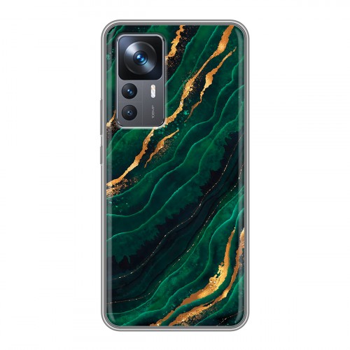 Дизайнерский силиконовый чехол для Xiaomi 12T Мрамор зеленое золото