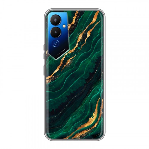 Дизайнерский силиконовый чехол для Tecno Pova 4 Мрамор зеленое золото