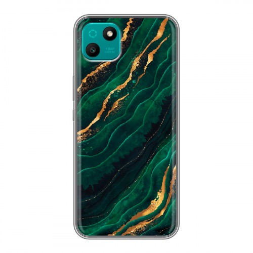 Дизайнерский силиконовый чехол для Wiko T10 Мрамор зеленое золото
