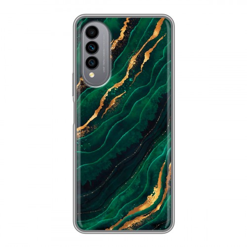 Дизайнерский силиконовый чехол для Wiko T50 Мрамор зеленое золото