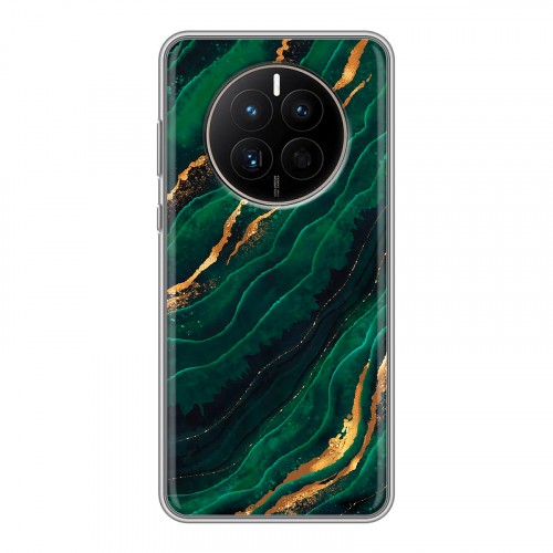 Дизайнерский силиконовый с усиленными углами чехол для Huawei Mate 50 Мрамор зеленое золото