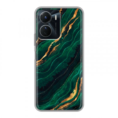 Дизайнерский силиконовый чехол для Vivo Y16 Мрамор зеленое золото