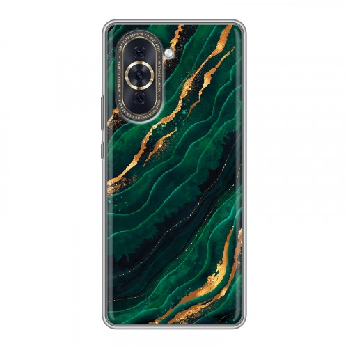 Дизайнерский силиконовый с усиленными углами чехол для Huawei Nova 10 Мрамор зеленое золото