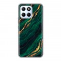 Дизайнерский силиконовый с усиленными углами чехол для Huawei Honor X6 Мрамор зеленое золото